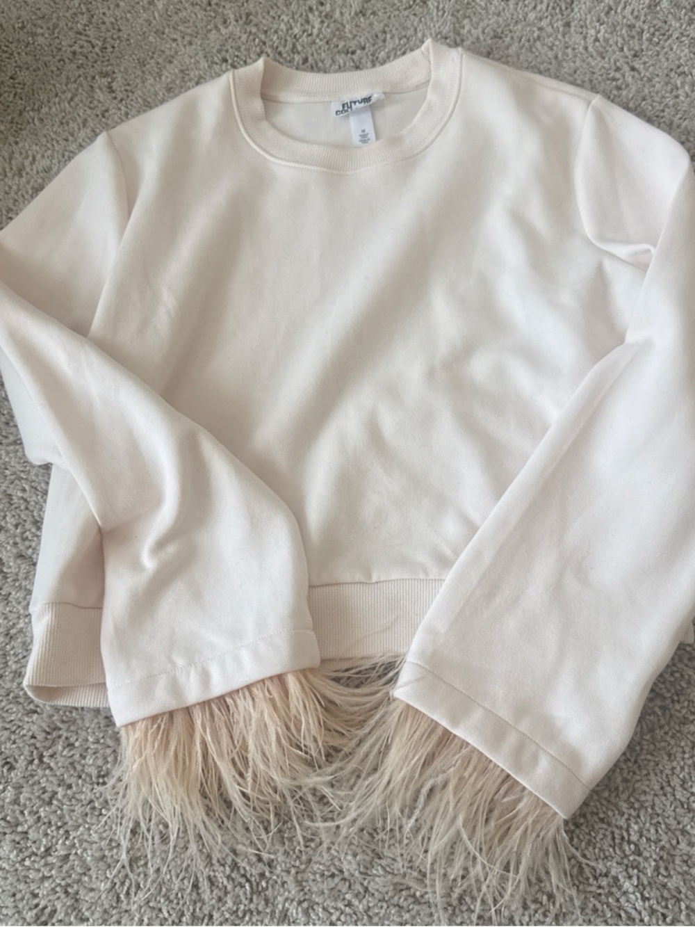 Future Collective Pale Pink feather hem sweatshirt